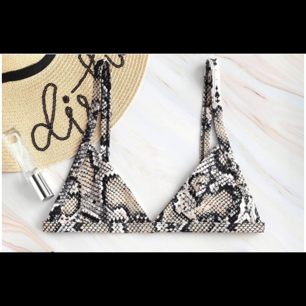 Snakeskin Print Bikini Top